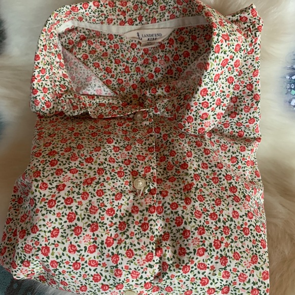 Land’s End button-up blouse - pretty floral print - Picture 1 of 6